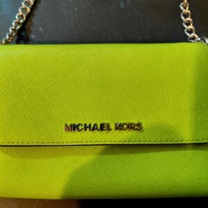 Michael Kors Neon Green Crossbody with Chain Strap